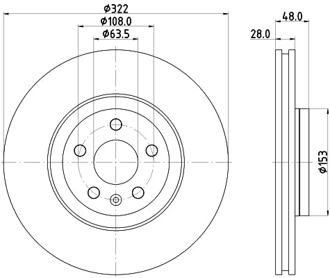 HELLA Brake Disc - 55874PRO_HC - for e.g. VOLVO / VOLVO ASIA 8DD355125-471
