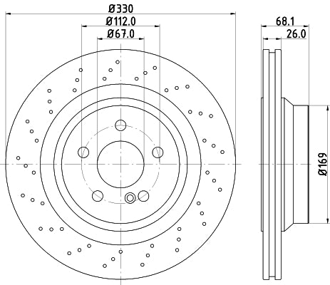 HELLA Brake Disc - 55896PRO_HC - for e.g. MERCEDES-BENZ 8DD355126-401