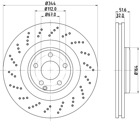 HELLA Brake Disc - 55899PRO_HC - for e.g. MERCEDES-BENZ 8DD355126-381