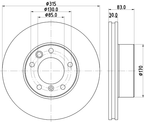 HELLA Brake Disc - 56049PRO_HC - for e.g. MERCEDES-BENZ 8DD355132-151