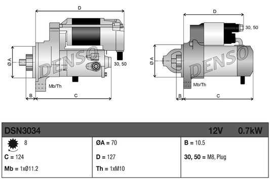 Denso Starter Motor DSN3034