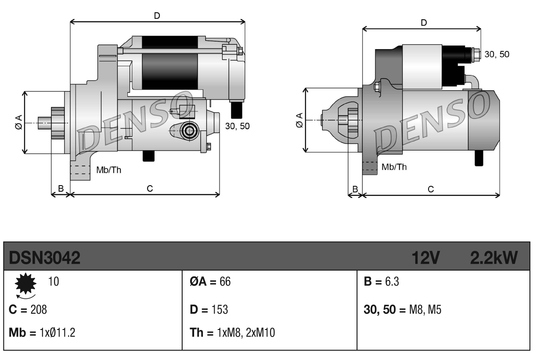 Denso Starter Motor DSN3042