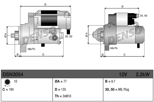 Denso Starter Motor DSN3054