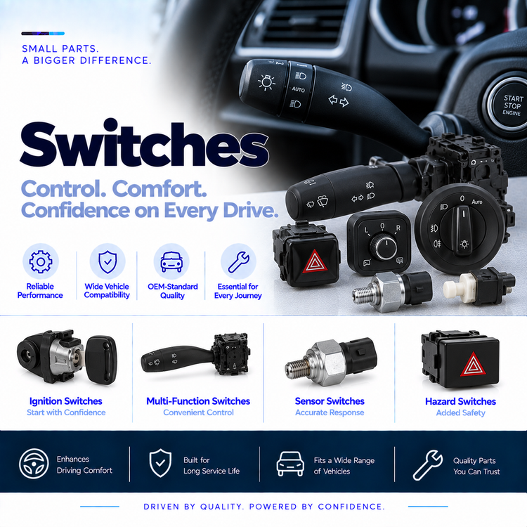 Automotive electrical switches including ignition, hazard, wiper and multifunction switches