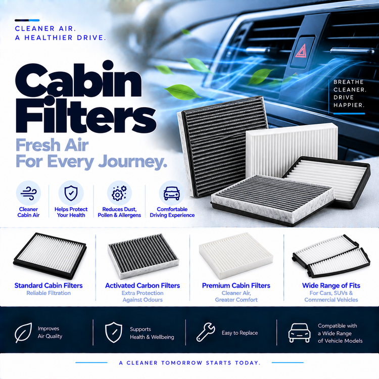Unbranded pleated cabin air filter beside a vehicle's cabin ventilation filter housing.