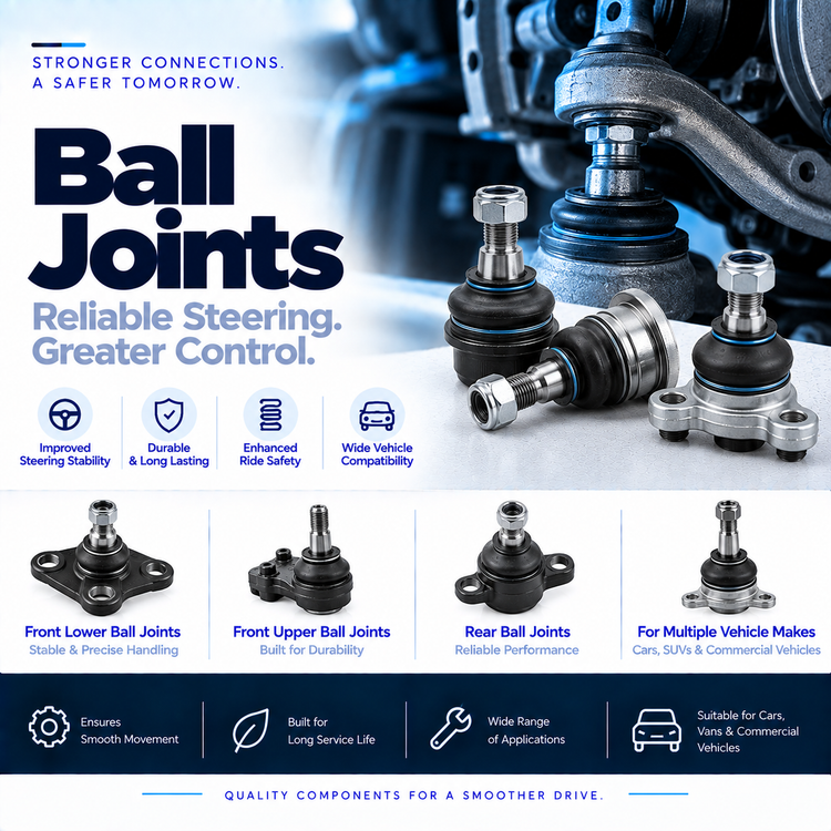 Unbranded automotive suspension ball joint beside a vehicle wheel and lower control arm.