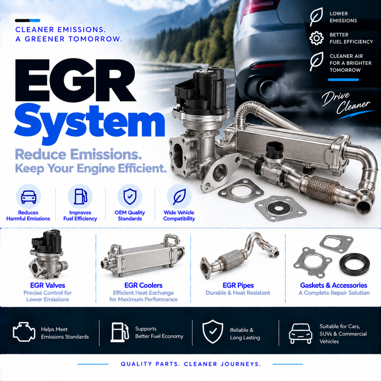 Unbranded automotive EGR valve, exhaust gas recirculation cooler and connecting pipe.