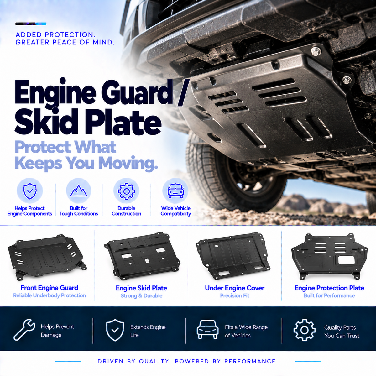 VAICO automotive engine guards and skid plates for lower engine and underbody protection