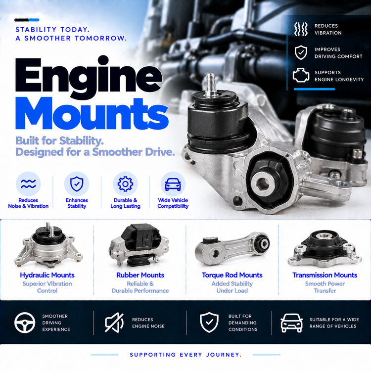 Unbranded automotive engine mounts and hydraulic engine mounting components.