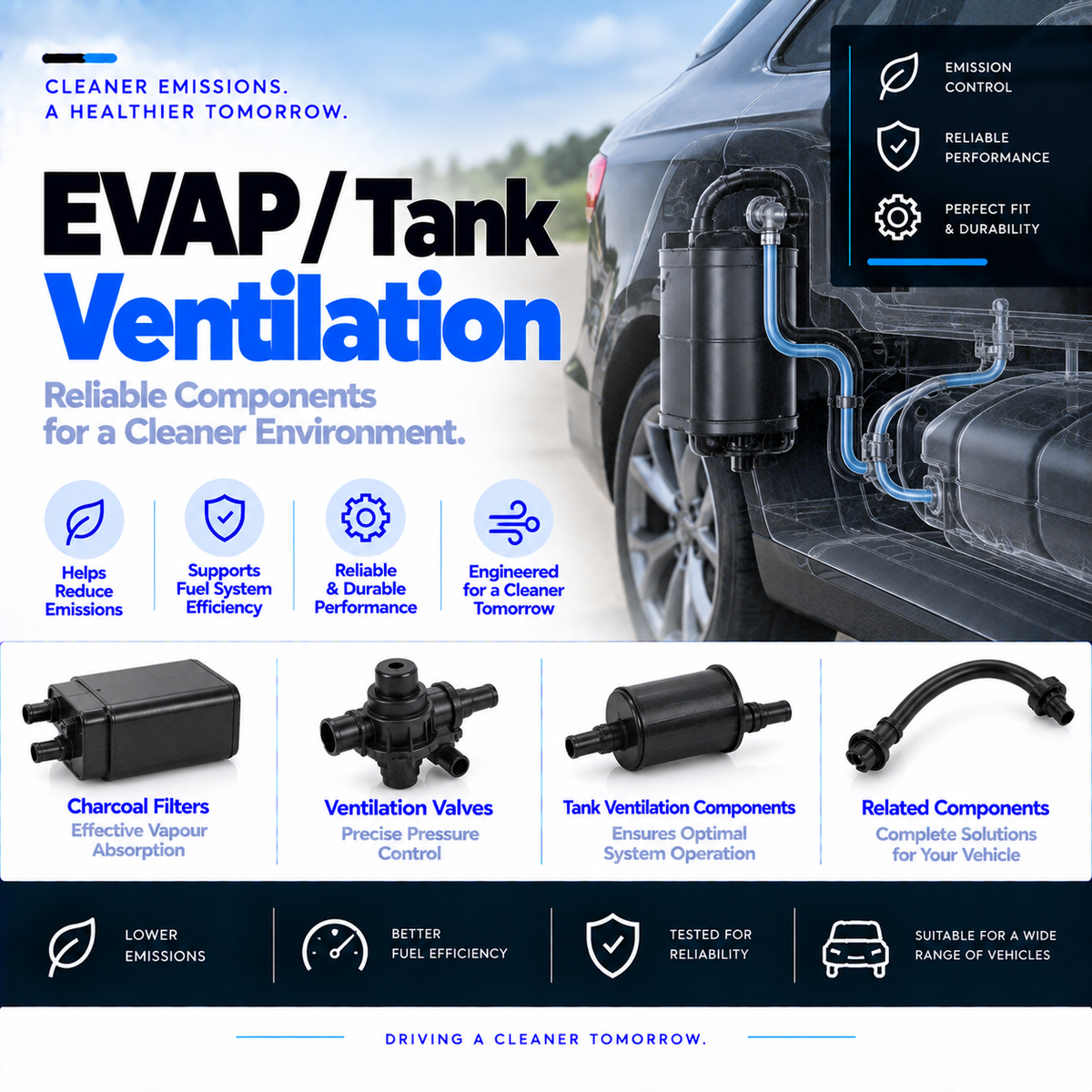 Unbranded automotive EVAP charcoal canister and fuel tank ventilation valve with visible connectors.