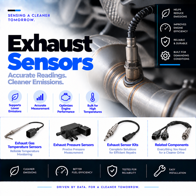 Unbranded automotive exhaust gas temperature sensor and exhaust pressure sensor with electrical connectors.