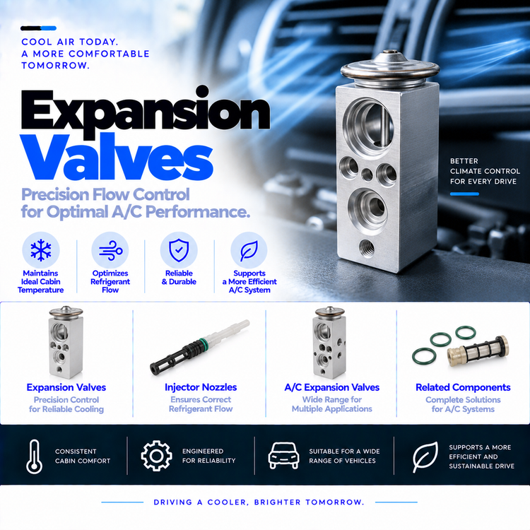 Unbranded automotive air conditioning expansion valve with visible refrigerant connections.