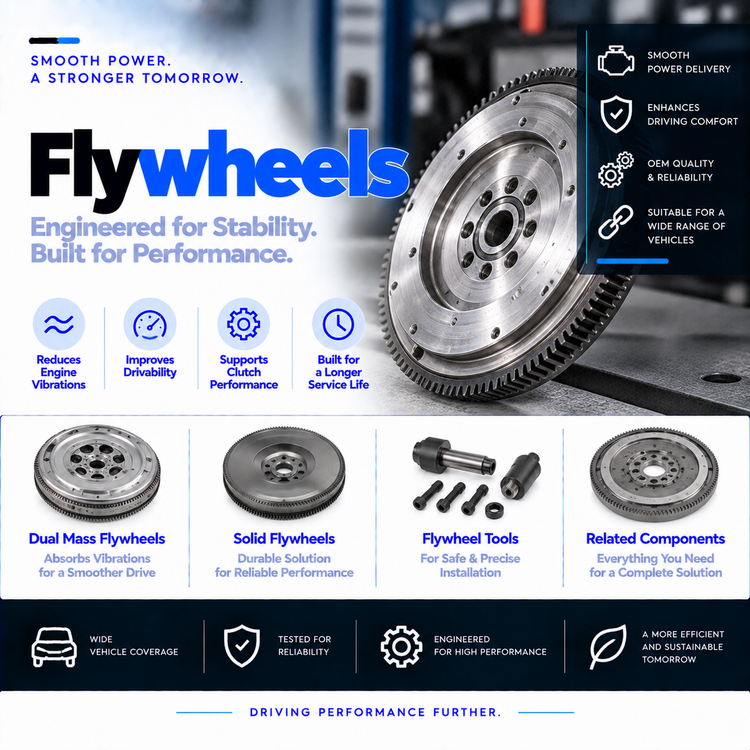 Unbranded automotive dual-mass flywheel and solid flywheel with visible mounting surfaces.