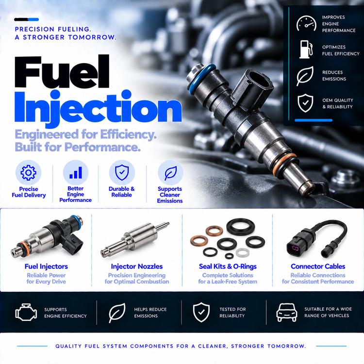 Unbranded automotive fuel injector and diesel common-rail injector on a clean background.