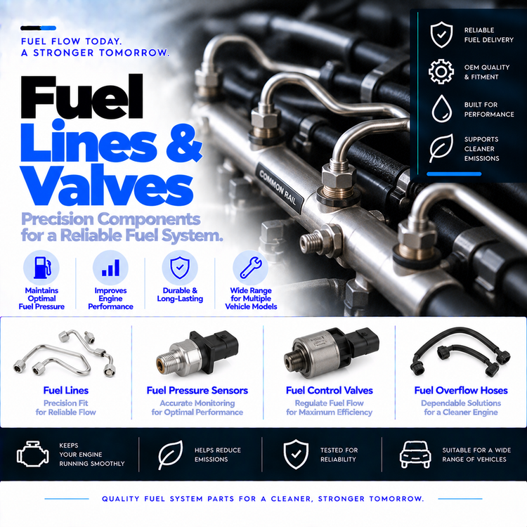 Unbranded automotive fuel line, fuel return hose and fuel pressure control valve.
