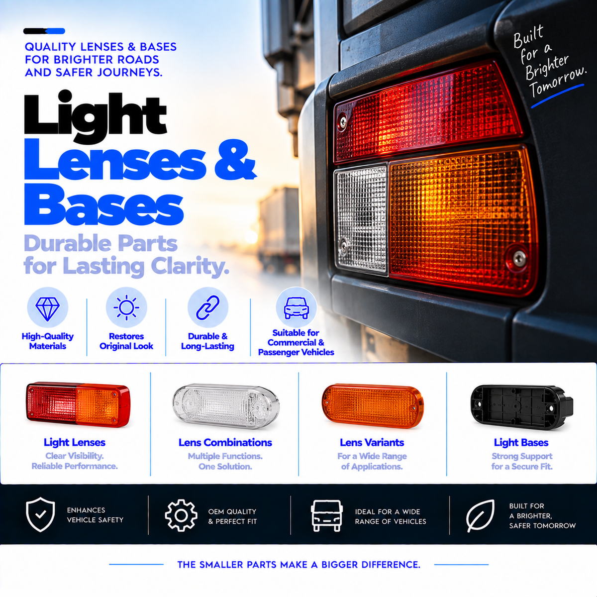 Light Lenses & Bases collection banner featuring replacement automotive lighting components.