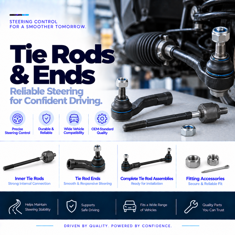 Automotive tie rods, inner tie rods and tie rod ends for vehicle steering systems