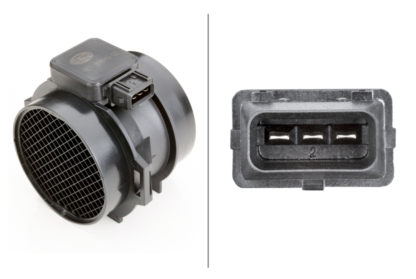 HELLA Mass Air Flow Sensor - 3-pin connector - Pipe-neck 8ET009142-021