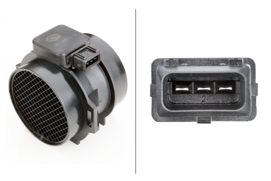 HELLA Mass Air Flow Sensor - 3-pin connector - Pipe-neck 8ET009142-021