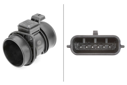 HELLA Mass Air Flow Sensor - 6-pin connector - Pipe-neck 8ET009142-131