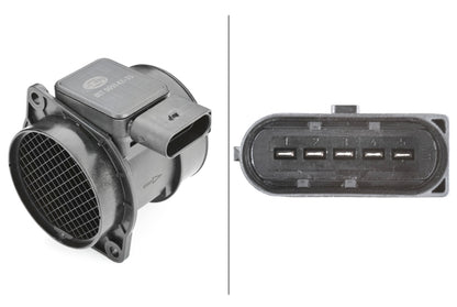 HELLA Mass Air Flow Sensor - 5-pin connector - Bolted 8ET009142-331