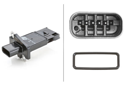 HELLA Mass Air Flow Sensor - 4-pin connector - Bolted 8ET009142-581