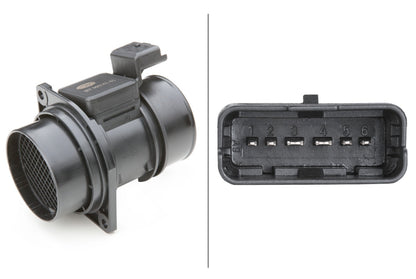 HELLA Mass Air Flow Sensor - 6-pin connector - Bolted 8ET009142-651