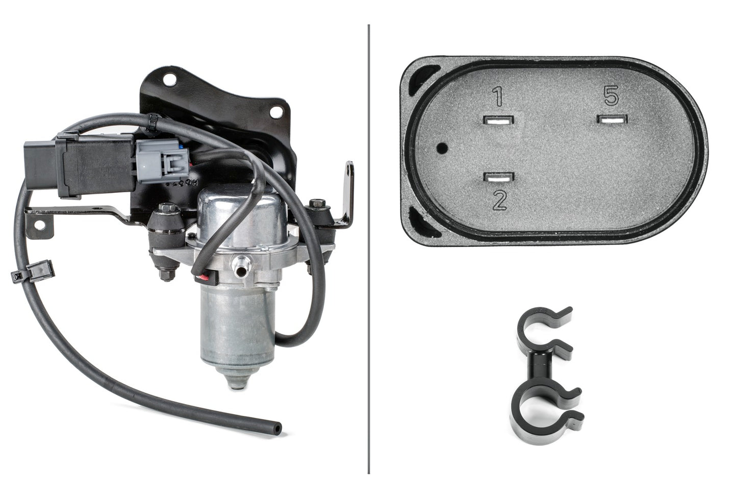 HELLA Vacuum Pump, braking system - 12V - 3-pin connector - Electric - with holder 8TG009428-401