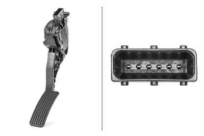 HELLA Sensor, accelerator pedal position - for right-hand drive vehicles - 6-pin conne 6PV009765-721