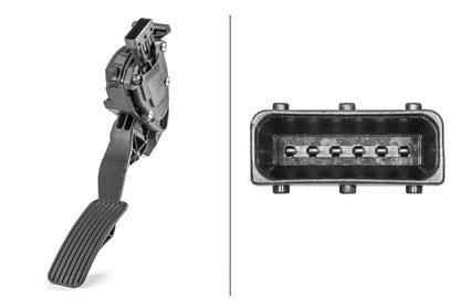 HELLA Sensor, accelerator pedal position - for right-hand drive vehicles - 6-pin conne 6PV009765-731