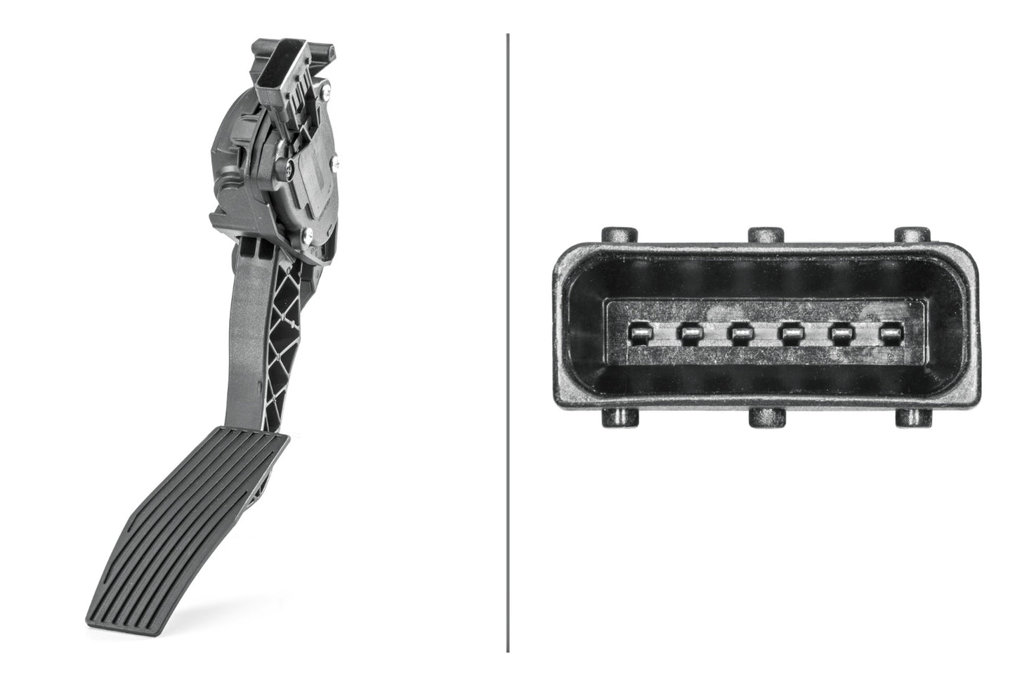 HELLA Sensor, accelerator pedal position - for left-hand drive vehicles - 6-pin connec 6PV009765-741
