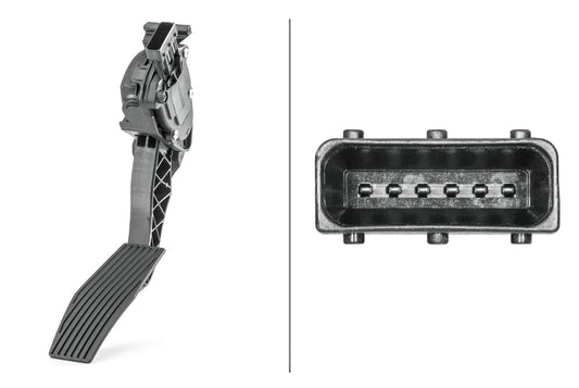 HELLA Sensor, accelerator pedal position - for left-hand drive vehicles - 6-pin connec 6PV009765-741