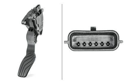 HELLA Sensor, accelerator pedal position - for right-hand drive vehicles - 6-pin conne 6PV009978-801