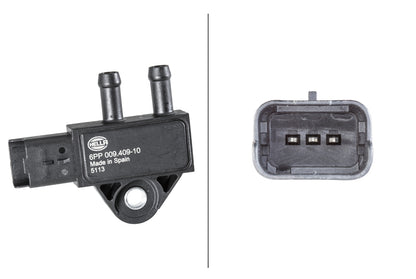 HELLA Sensor, exhaust pressure - 3-pin connector - Bolted 6PP009409-101