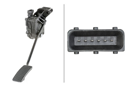 HELLA Sensor, accelerator pedal position - for right-hand drive vehicles - 6-pin conne 6PV010946-131
