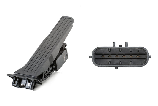 HELLA Sensor, accelerator pedal position - for left-hand drive vehicles - 6-pin connec 6PV010946-021
