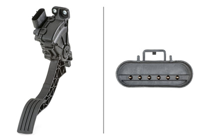 HELLA Sensor, accelerator pedal position - for right-hand drive vehicles - 6-pin conne 6PV010946-161