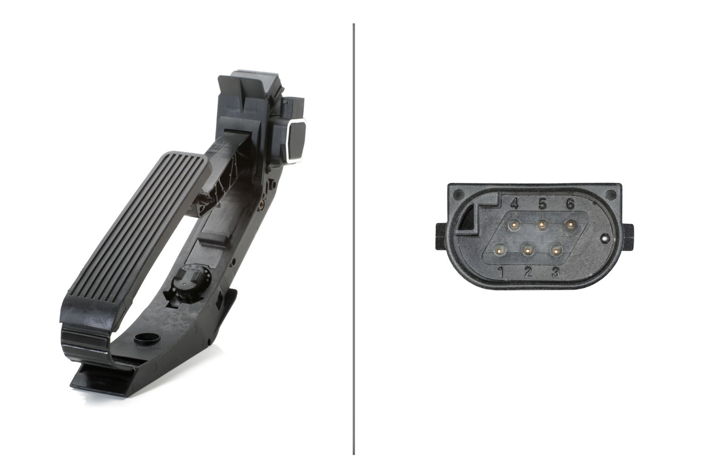 HELLA Sensor, accelerator pedal position - for left-hand drive vehicles - 6-pin connec 6PV010946-001