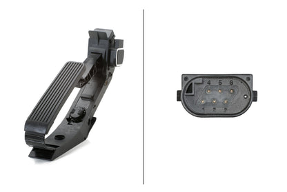 HELLA Sensor, accelerator pedal position - for left-hand drive vehicles - 6-pin connec 6PV010946-001