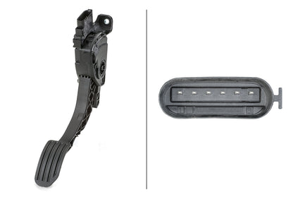 HELLA Sensor, accelerator pedal position - for left-hand drive vehicles - 6-pin connec 6PV010834-801