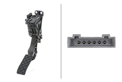 HELLA Sensor, accelerator pedal position - for left-hand drive vehicles - 6-pin connec 6PV008495-711