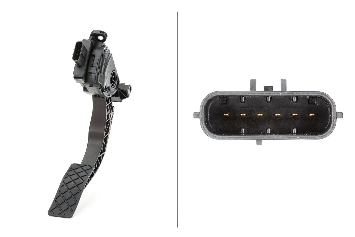 HELLA Sensor, accelerator pedal position - for left-hand drive vehicles - 6-pin connec 6PV009505-701