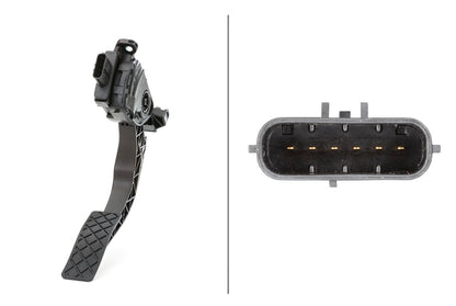 HELLA Sensor, accelerator pedal position - for left-hand drive vehicles - 6-pin connec 6PV009505-701