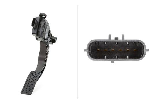 HELLA Sensor, accelerator pedal position - for left-hand drive vehicles - 6-pin connec 6PV009505-701
