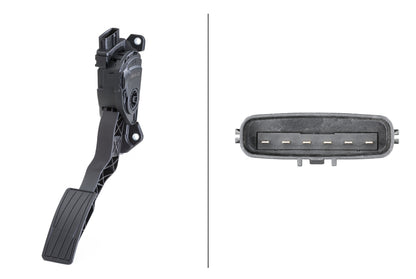 HELLA Sensor, accelerator pedal position - for left-hand drive vehicles - 6-pin connec 6PV009074-701