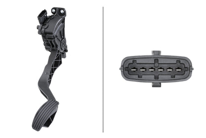 HELLA Sensor, accelerator pedal position - for left-hand drive vehicles - 6-pin connec 6PV009417-701