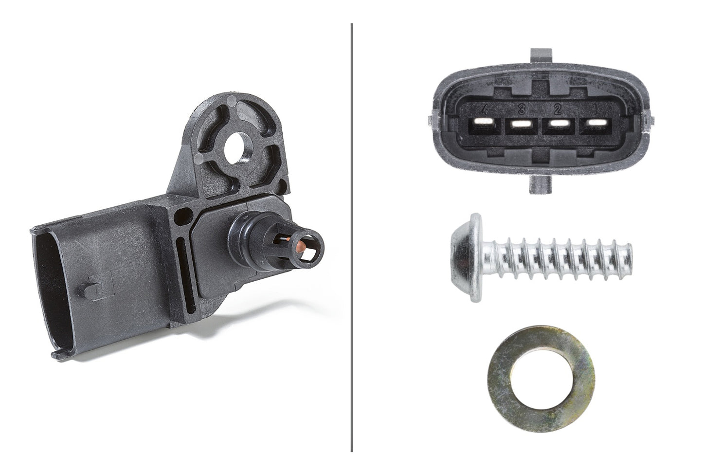 HELLA Sensor, intake manifold pressure - 5V - 4-pin connector 6PP009400-311