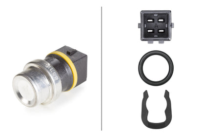 HELLA Sensor, coolant temperature - 12V - 4-pin connector 6PT009107-421