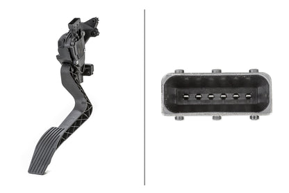 HELLA Sensor, accelerator pedal position - for left-hand drive vehicles - 6-pin connec 6PV010175-701