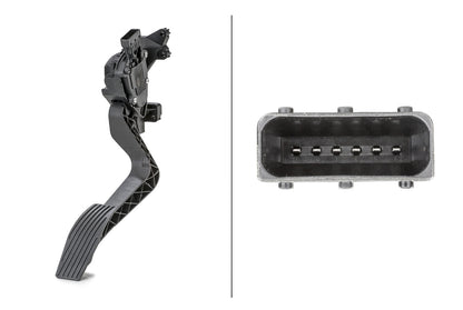 HELLA Sensor, accelerator pedal position - for left-hand drive vehicles - 6-pin connec 6PV010175-711